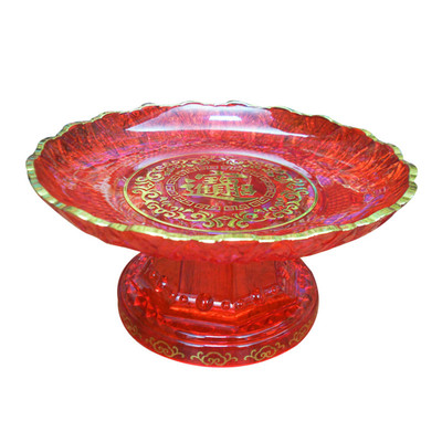 佛具用品水果盘塑料供佛观音财神爷供奉家用小号高脚贡盘供果盘