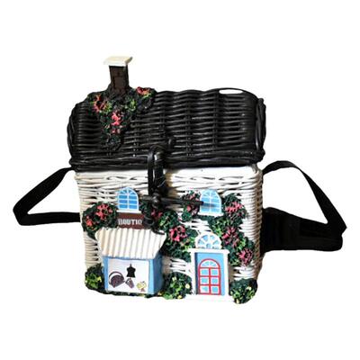 美国代购编织柳条盒式单肩包