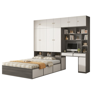 榻榻米衣柜床一体式带书桌书柜组合定制儿童房小户型多功能储物床