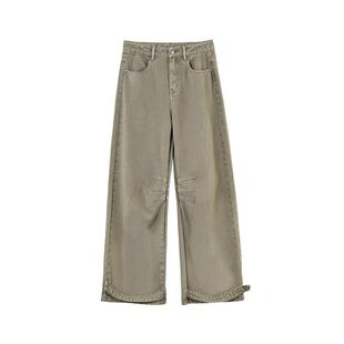 【商场同款】X--MOOM2025春季新款设计感阔腿镰刀宽松直筒牛仔裤