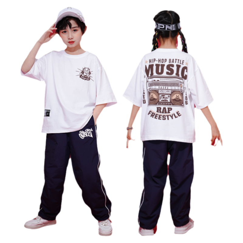 街舞儿童潮服嘻哈hiphop童装潮牌男童街舞套装女童嘻哈舞蹈表演服