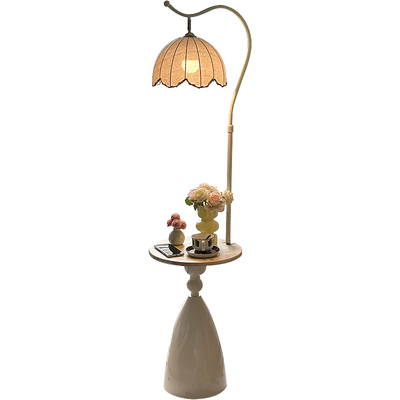 奶油风落地灯客厅沙发旁边几摆件氛围灯卧室置物架一体床头柜台灯