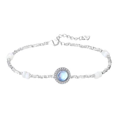 ParasKors派热 蓝眼泪手链月光石母贝碎银子925银轻奢生日礼物