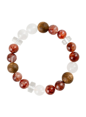 【晶运生财】白水晶白幽灵红胶花沉香手串范李李招财纳福手链礼物