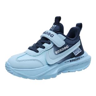 巴布豆男童鞋子春季2026新款网面透气儿童运动鞋中大童男孩跑步鞋