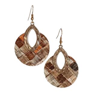 B.treasure 棕色格纹耳饰老钱风耳饰小众饰品中古饰品Vintage复古