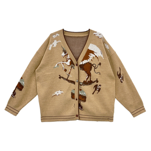 it'real瑞尔春季新款复古风宽松慵懒感长袖针织外套女装上衣