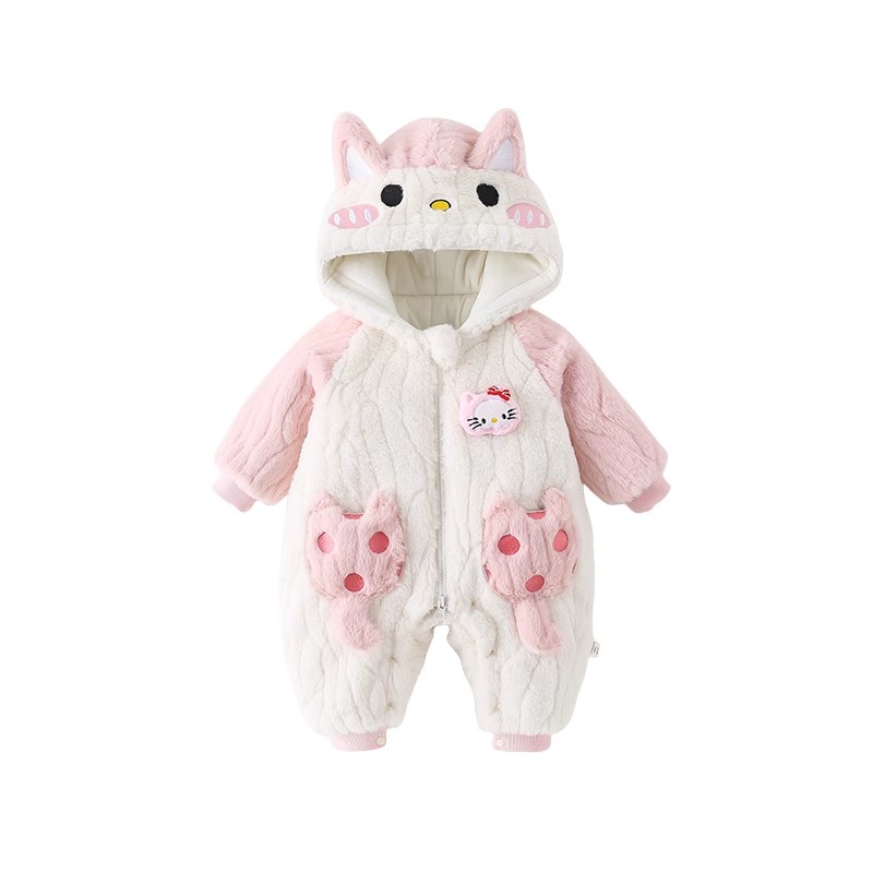 婴儿衣服冬装加厚棉连体衣女宝