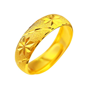 潮男首饰男士开口可调大小个性简约镀24K黄金色时尚越南沙金戒指