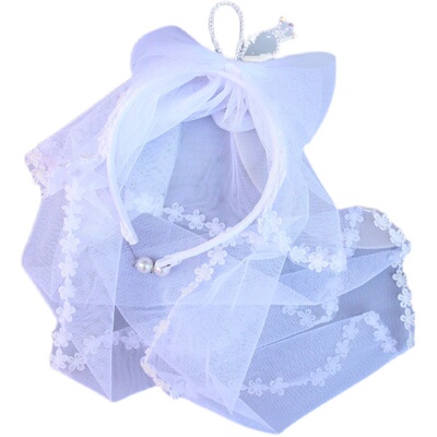 公主风小女孩婚纱生日白色发箍