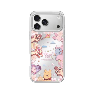 花朵维尼熊适用苹果17Promax手机壳新款iPhone16Pro磁吸保护套Co6带支架ip15可爱高级感14网红镜面13pm全包女