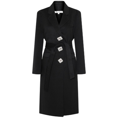 Maison Wester秋季时尚双面呢长款大衣加厚保暖外套可露丽穿搭