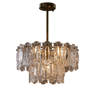 洛西可 美式法式复古手工雕刻祥云玻璃吊灯轻奢卧室客厅餐厅灯具