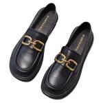 乐福鞋女2024年春秋新款百搭单鞋英伦风平底小皮鞋网红一脚蹬优雅