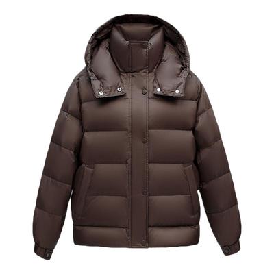 雅鹿短款连帽羽绒服女