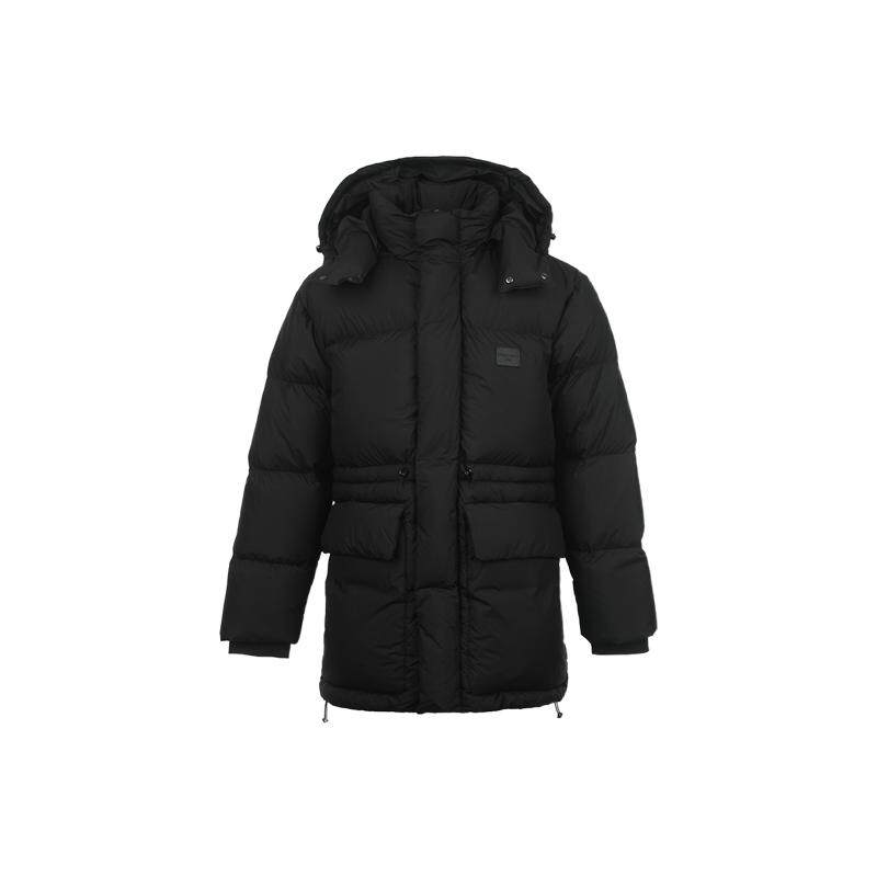 【自营】EMPORIO ARMANI/阿玛尼男士ogo皮标连帽中长款羽绒服25年