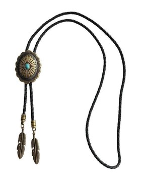 合金皮绳男女复古精工领带项链长