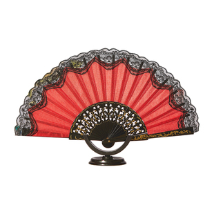 Anita蕾丝扇子大尺寸折扇西班牙扇红色蕾丝扇弗朗明哥花边舞蹈扇