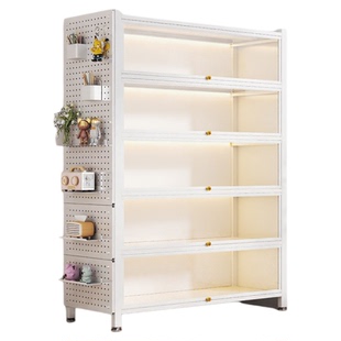 安居客书柜带玻璃门钢制书架一体靠墙儿童书柜学生家用乐高展示柜