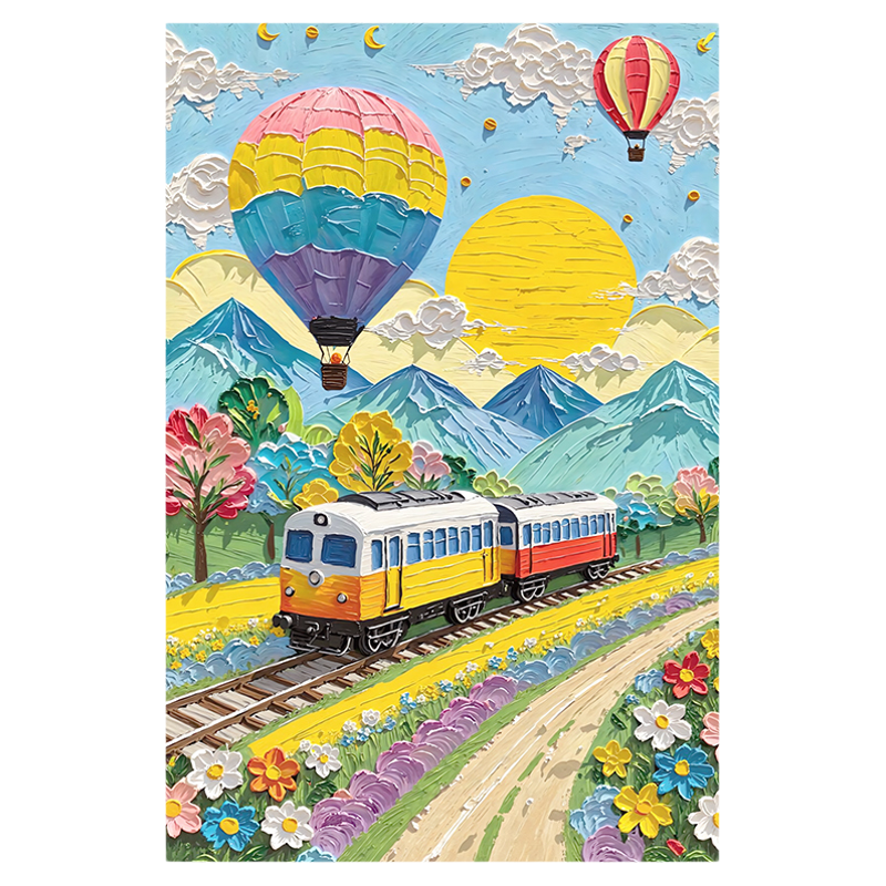 梦幻列车客厅背景墙挂画