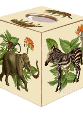 现 纽约下城公园进口迷恋动物克鲁格公园木质印花装饰纸巾盒