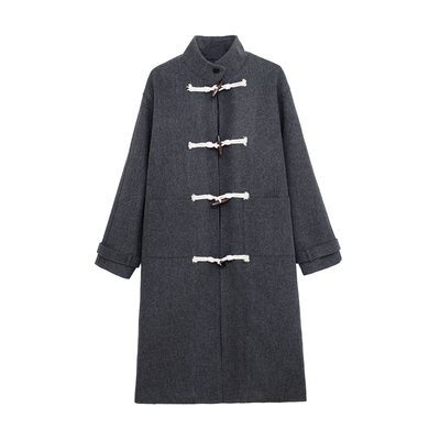 荒荒家立领牛角扣大衣