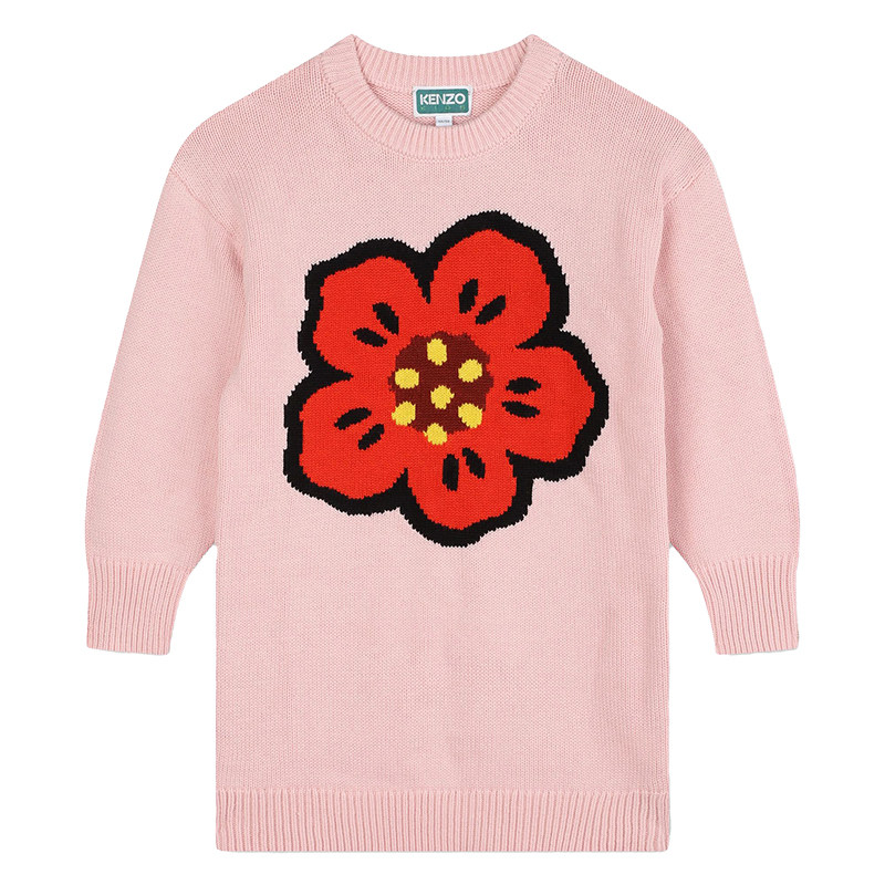【季末特惠】 KENZO KIDS童装女童春秋海棠花针织连衣裙K60684
