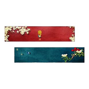 新中式床头装饰画长条画客厅横幅挂画卧室日式古风背景墙故宫壁画