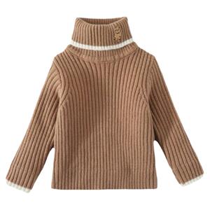 秋冬新款女童高领加厚一体绒毛衣女孩加绒保暖针织衫女宝打底毛线