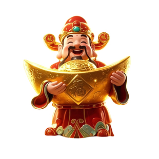 财神爷挂画入户玄关装饰画五福临门新中式带灯餐厅招财壁画高级感