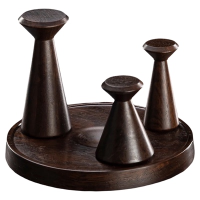 容山堂黑檀木晾壶架实木盖置