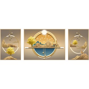 现代简约客厅装饰画沙发背景墙挂画新款大气壁画三联画轻奢晶瓷画