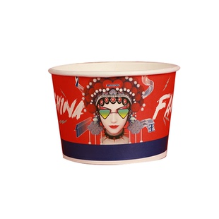 纸碗一次性饭碗食品级家用加厚圆形带盖泡面餐盒外卖打包盒纸质