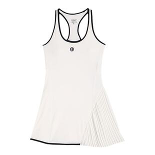 ULTRAFIT 不规则白色吊带压褶网球裙自带胸垫