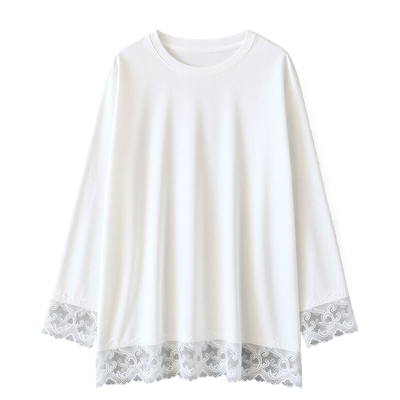 纯棉白色打底衫女蕾丝内搭可外穿