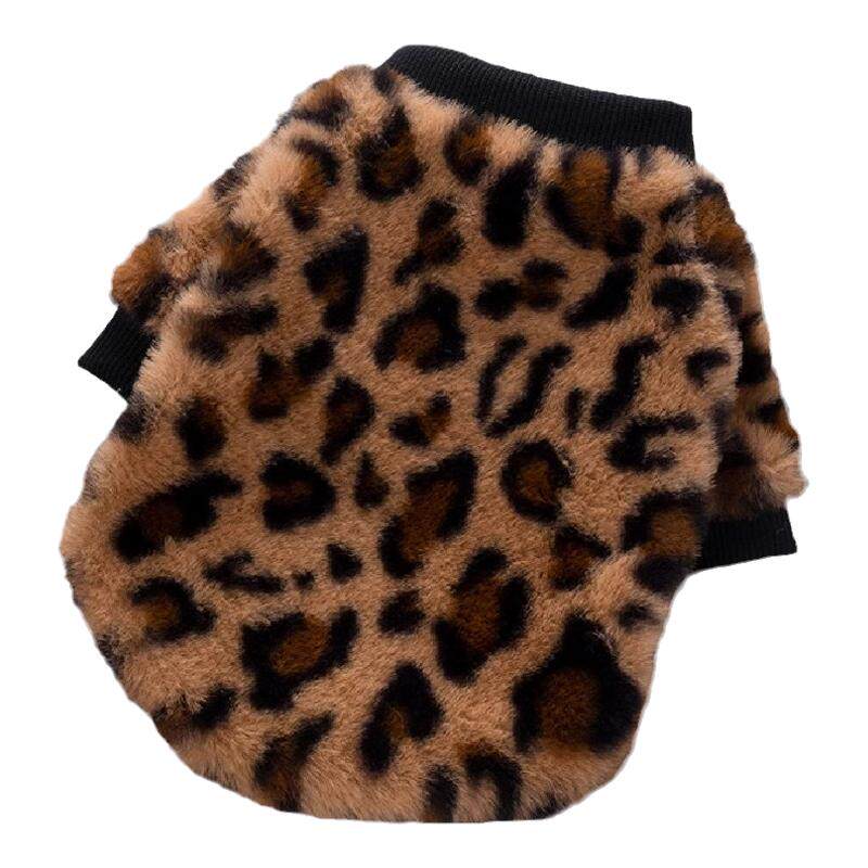 狗狗衣服秋冬保暖豹纹两脚卫衣
