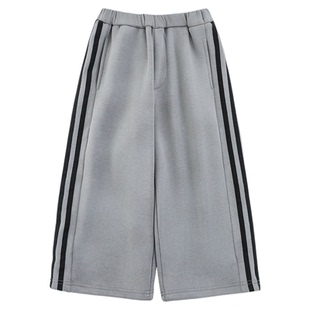 幼悠男童一裤两穿休闲裤2025冬季潮流复古时髦百搭保暖宽松裤子潮