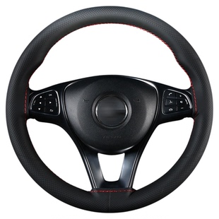 高弹蛋白皮手缝方向盘套四季通用汽车把套新款四面弹皮套吸汗防滑