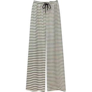 2023新款条纹阔腿裤女慵懒风裤子ins潮百搭女高腰显瘦休闲斑马纹