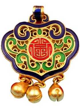 沙金锁吊坠长命百岁聪明伶俐送礼