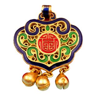 沙金婴儿锁吊坠福锁长命百岁锁岁岁平安宝宝聪明伶俐送礼镀金送绳