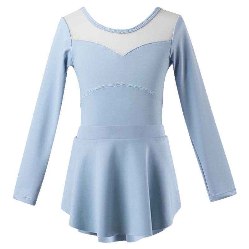 舞蹈服儿童秋冬季练功服芭蕾舞长袖女童中国舞形体服跳舞衣服蓝色