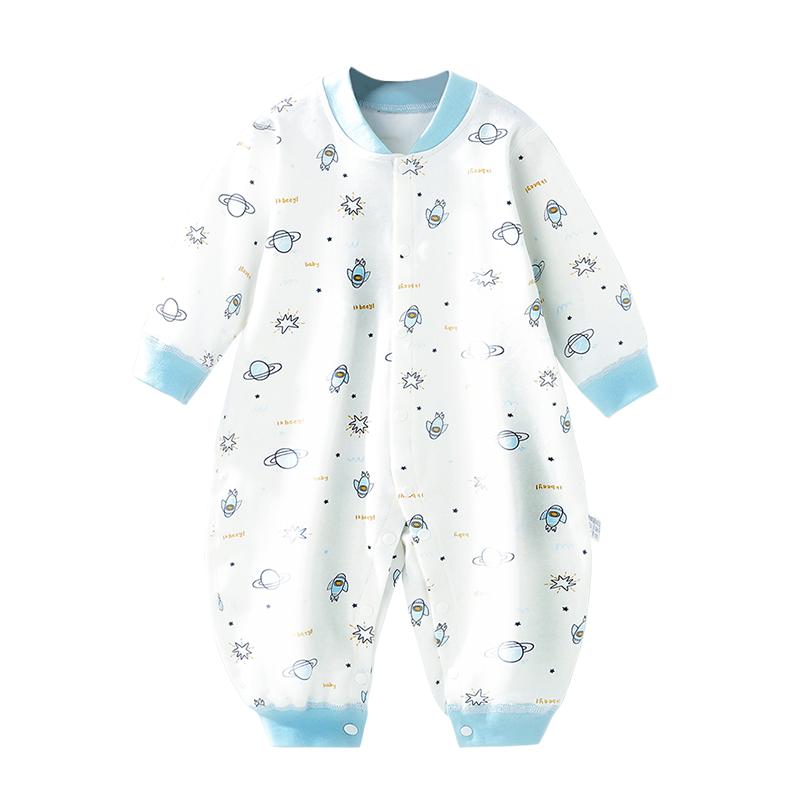 婴儿连体衣春秋款纯棉内衣宝宝衣服抱无骨新生儿爬服长袖保暖哈衣