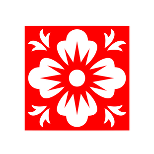 轴对称窗花 3次对称折叠剪纸 成品 双面红 蓝宣纸 即时贴