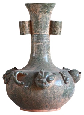 仿古瓷器青瓷壶摆件投壶汉代盛酒器桌面工艺品摆件古玩老物件收藏