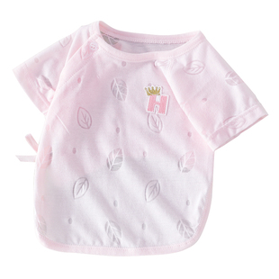 新生婴儿衣服a类纯棉半背衣夏季薄款52码59产房初生宝宝短袖上衣