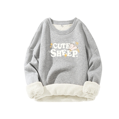 JR真维斯灰色羊羔绒圆领