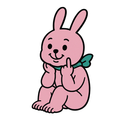 RETLPER镂空车贴 原创 兔噜皮在发呆 可爱粉兔子汽摩防水平面贴纸