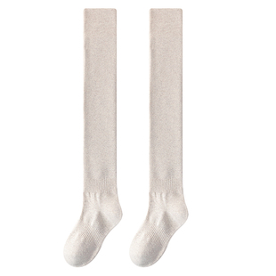 小腿袜子女款秋冬季纯棉保暖加厚加绒显瘦防滑不掉冬天过膝长筒袜