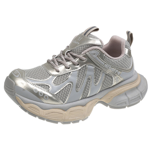 老爹鞋女款2026春夏季新款时尚百搭网面透气厚底休闲运动鞋ins潮